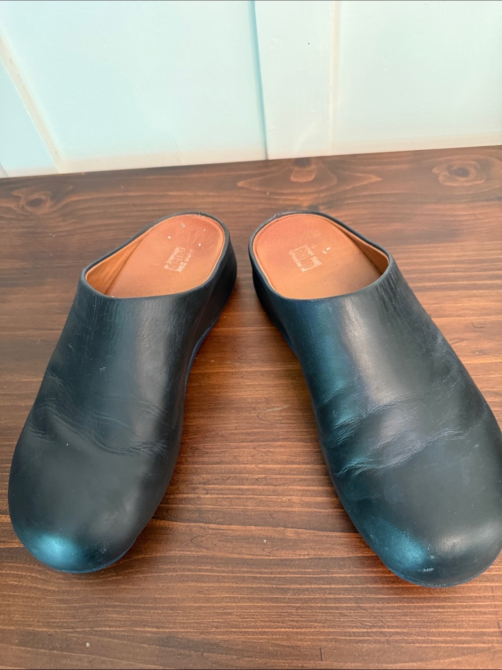 Black Leather Slip-On Mules